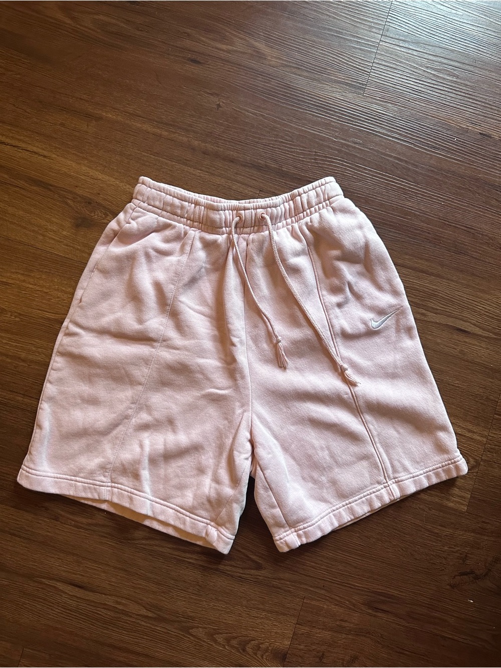 Nike Women's Sportswear Essential Fleece High Rise Shorts in light pink